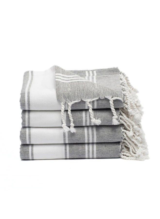 9Threads Cotton Turkish Beach Towel Towels Oversized 36"x72" Pool Absorbent Extra Large Quick Dry Sand Travel Towel (Grey, 4 Pack) - Image 1