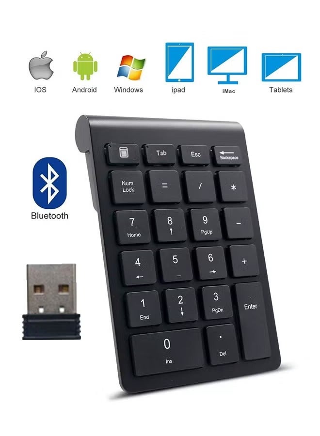 X-level 22 Keys Bluetooth Wireless Number Pad Rechargeable Mini 2.4GHz Numeric Keypad Portable Silent Financial Accounting Numeric Keypad Keyboard Extensions Efficiently Data Entry with Arrow for Laptop Desktop MacBook Pro Air iMac iPhone iPad - Image 1