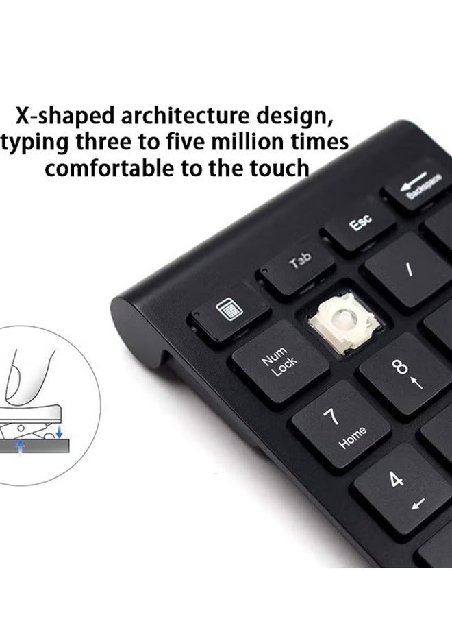 X-level 22 Keys Bluetooth Wireless Number Pad Rechargeable Mini 2.4GHz Numeric Keypad Portable Silent Financial Accounting Numeric Keypad Keyboard Extensions Efficiently Data Entry with Arrow for Laptop Desktop MacBook Pro Air iMac iPhone iPad - Image 2