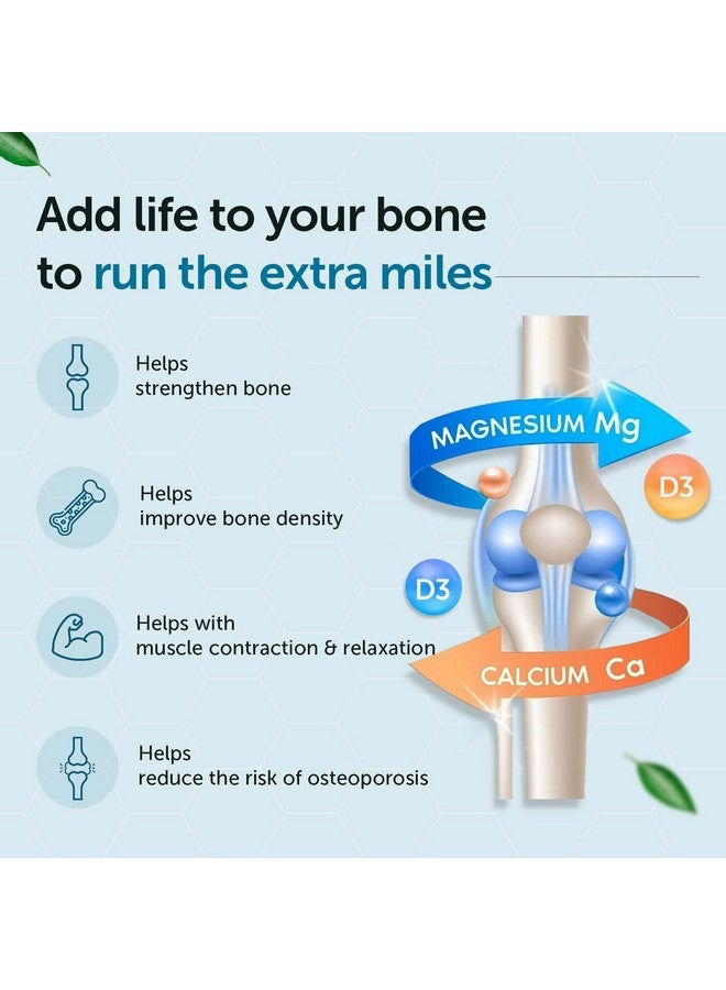Neuherbs مكمل نيوهيربز True Calcium 1000 ملغ للرجال والنساء - 60 قرص نباتي | أقراص الكالسيوم مع فيتامين د3 المستخلص من النباتات والمغنيسيوم الطبيعي لصحة العظام والمفاصل. - Image 3
