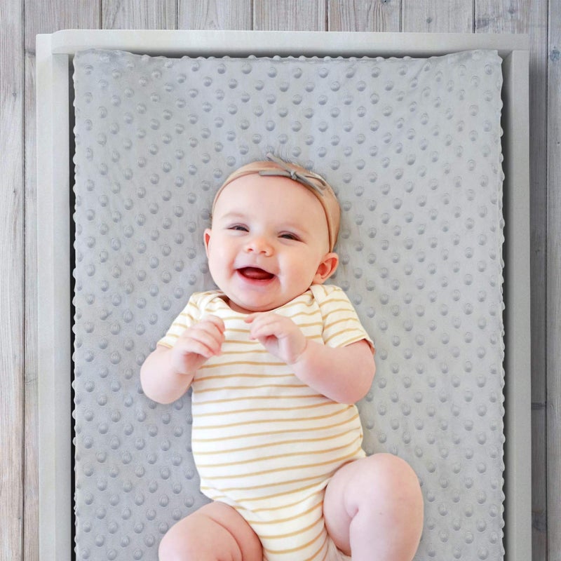 The Peanut Shell Baby Girl or Boy Changing Pad Covers Set of 2 - Ultra Soft, Plush Baby Cover - Fits Standard Changing Table Pads, Durable, Machine Washable Sheets - Grey & White Minky - Image 2
