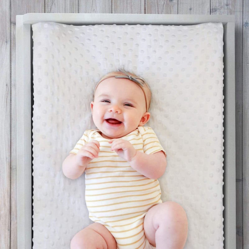 The Peanut Shell Baby Girl or Boy Changing Pad Covers Set of 2 - Ultra Soft, Plush Baby Cover - Fits Standard Changing Table Pads, Durable, Machine Washable Sheets - Grey & White Minky - Image 3