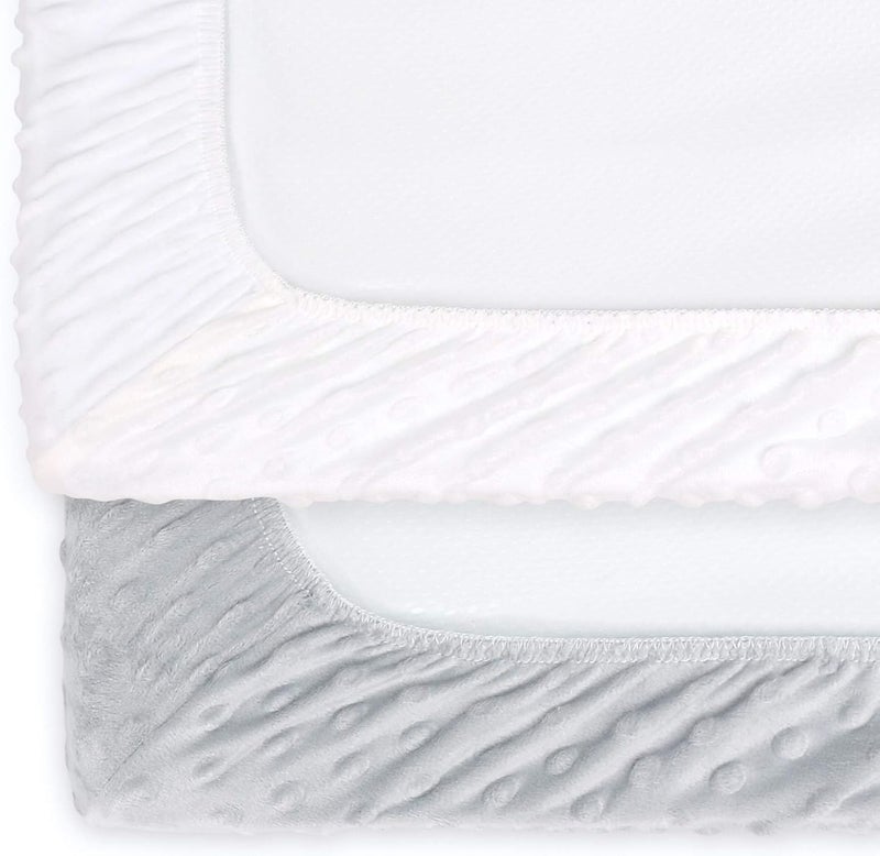 The Peanut Shell Baby Girl or Boy Changing Pad Covers Set of 2 - Ultra Soft, Plush Baby Cover - Fits Standard Changing Table Pads, Durable, Machine Washable Sheets - Grey & White Minky - Image 4
