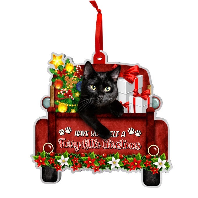 BLACK CAT ORNAMENT FOR CHRISTMAS TREE ALUMINUM HANGING DECOR NOT 3D XMAS 2023 DECORATION FOR CAT LOVERS MOM DAD ACCESSORIES GIFTS