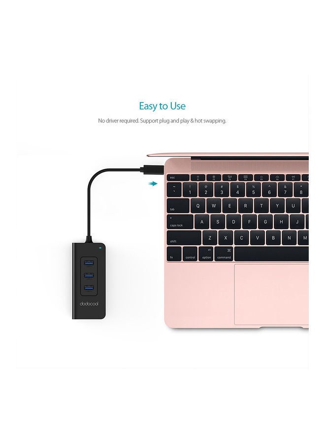 NIBEMINENT USB-C To 4-Port USB 3.0 Hub Black - Image 4