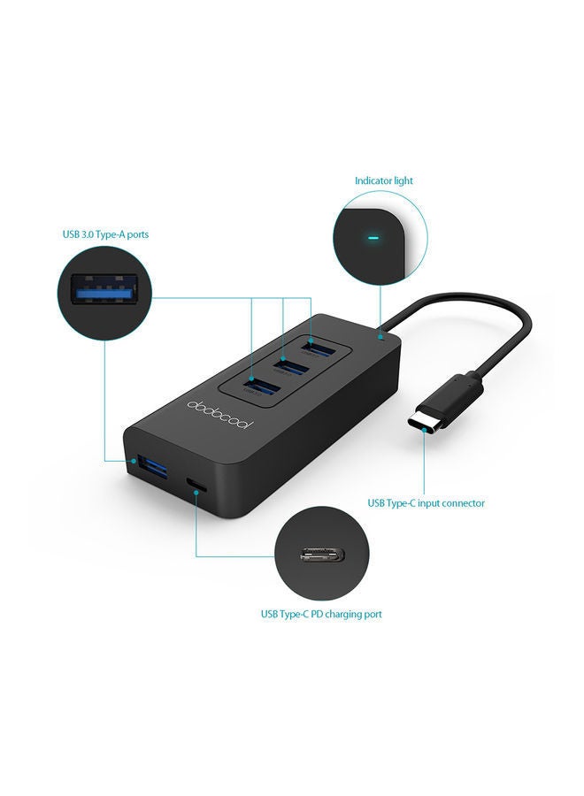 NIBEMINENT USB-C To 4-Port USB 3.0 Hub Black - Image 5