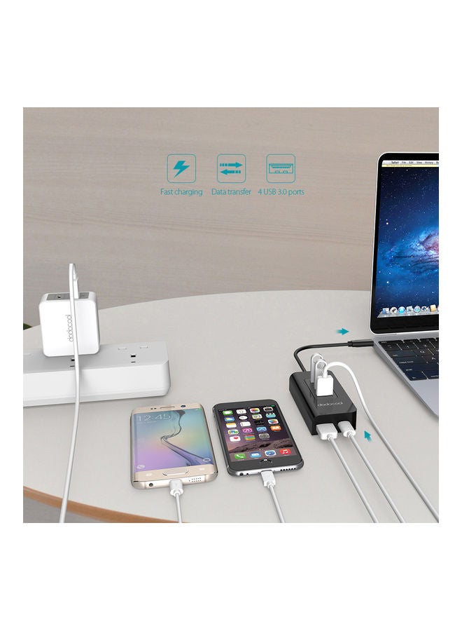 NIBEMINENT USB-C To 4-Port USB 3.0 Hub Black - Image 2