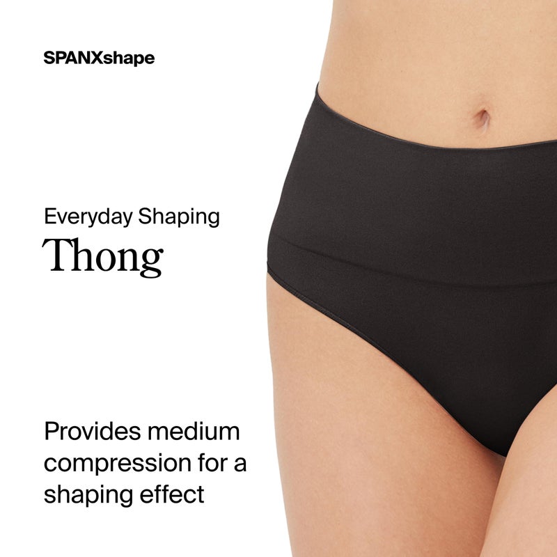 SPANX SPANXshape Everyday Shaping Thong - Core Control Shapewear Underwear - Invisible Under Clothes - Seamless Design - Black - Medium - Image 2