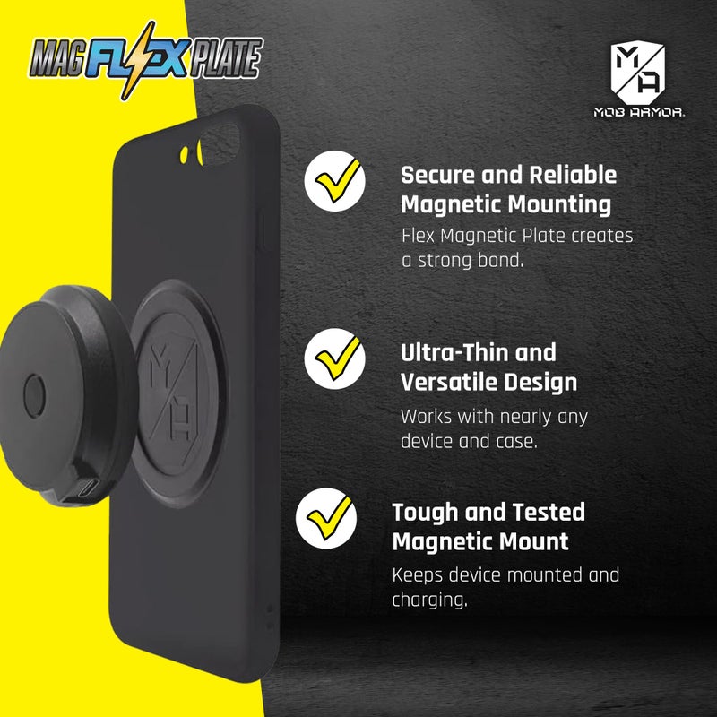 Mob Armor Magnet Flex Plate - Magnetic Phone Mount for iPhone, Android, Wireless Charging Compatible- 2mm Thick Rubber Magnetic Plate - - Image 2