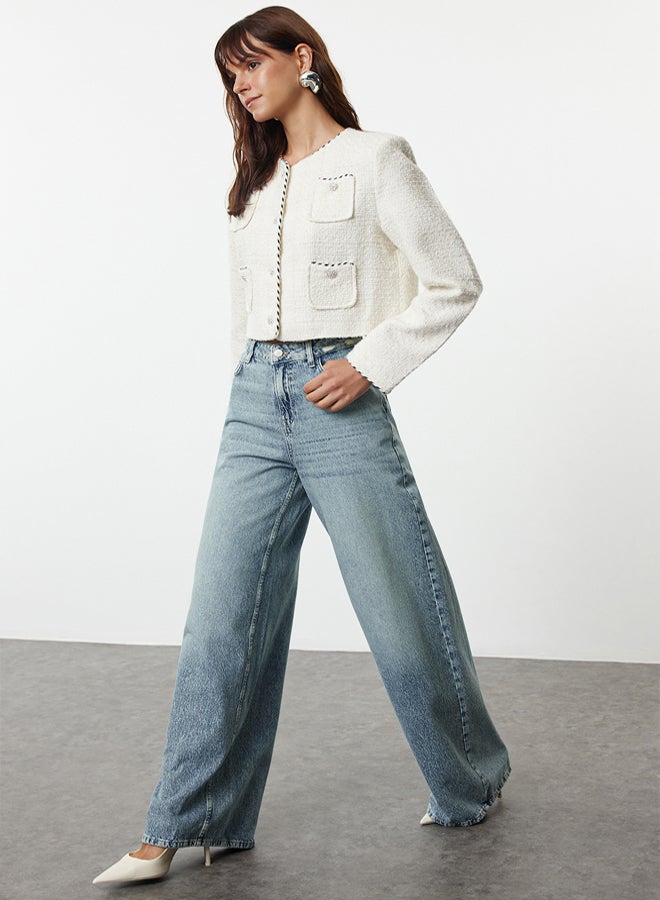trendyol Blue High Waist Extra Wide Leg Palazzo Jeans  - Image 2