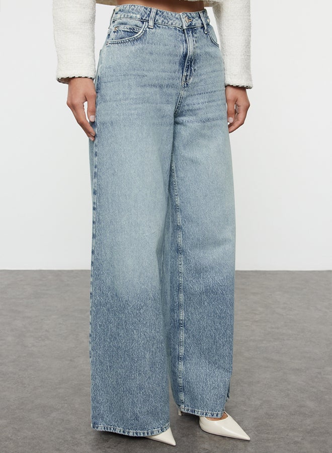 trendyol Blue High Waist Extra Wide Leg Palazzo Jeans  - Image 3