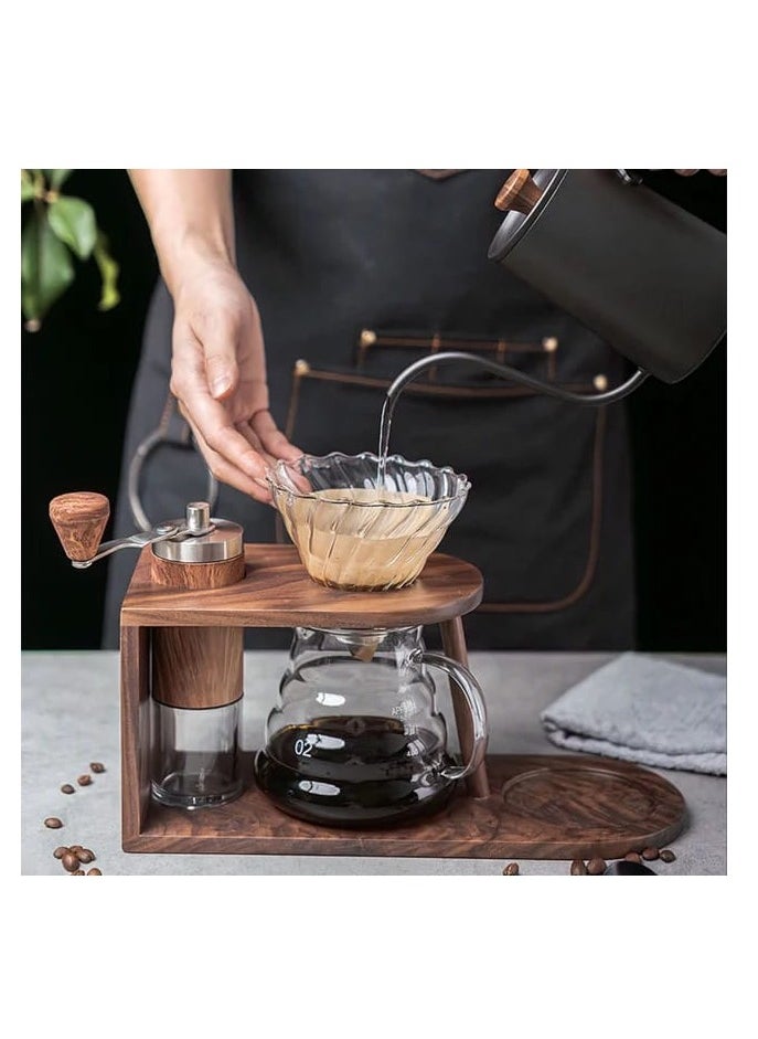 Generic Liying V-60 Pour Over Coffee Maker Set | Coffee Kettle, Glass Server, Glass Dripper, Manual Ceramic Grinder, Filter Paper with Stand for Traveling, Camping,Outdoor Activities  - Image 3