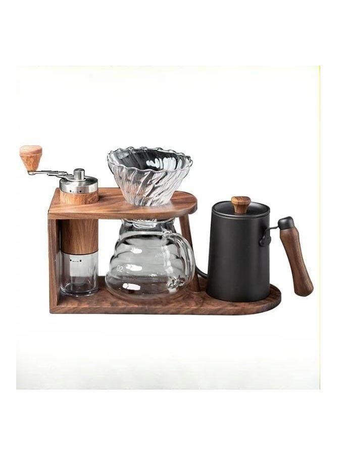 Generic Liying V-60 Pour Over Coffee Maker Set | Coffee Kettle, Glass Server, Glass Dripper, Manual Ceramic Grinder, Filter Paper with Stand for Traveling, Camping,Outdoor Activities  - Image 5