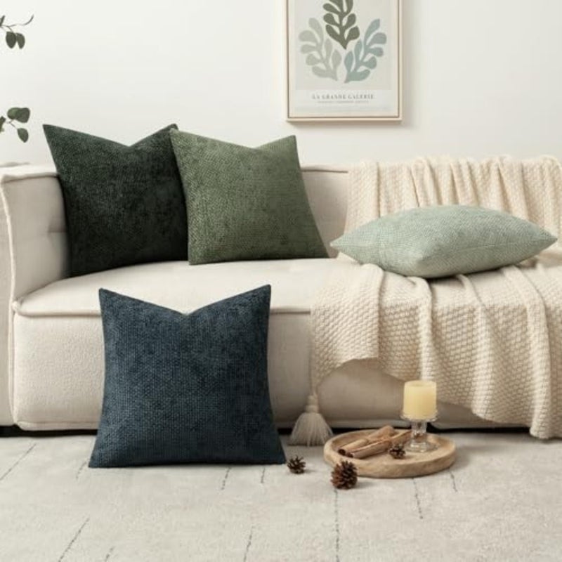 حزمة من 4 أغطية وسائد للأريكة مقاس 18 × 18 بوصة أغطية وسائد ناعمة مزخرفة من شانيل أغطية وسائد لمنزل المزرعة لديكور المنزل البوهيمي وأريكة الربيع وغرفة النوم وغرفة المعيشة - Image 5