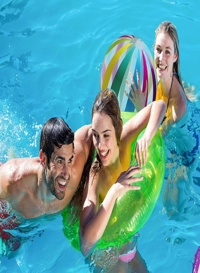 PPhtony كرة شاطئية كبيرة قابلة للنفخ من PPhtony، مقاس 15.5 بوصة، بألوان قوس قزح، مناسبة لحفلات حمامات السباحة، للنساء والرجال والبالغين، مناسبة لألعاب الصيف المائية الخارجية على الشاطئ (مخططة بالألوان). - Image 4