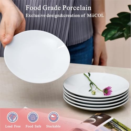 Miicol Small Dessert Plates Set of 6, Ceramic White Appetizer Plates 6 Inch, Mini Porcelain Serving Plate for Cake, Bread, Salad, Snack - Image 4
