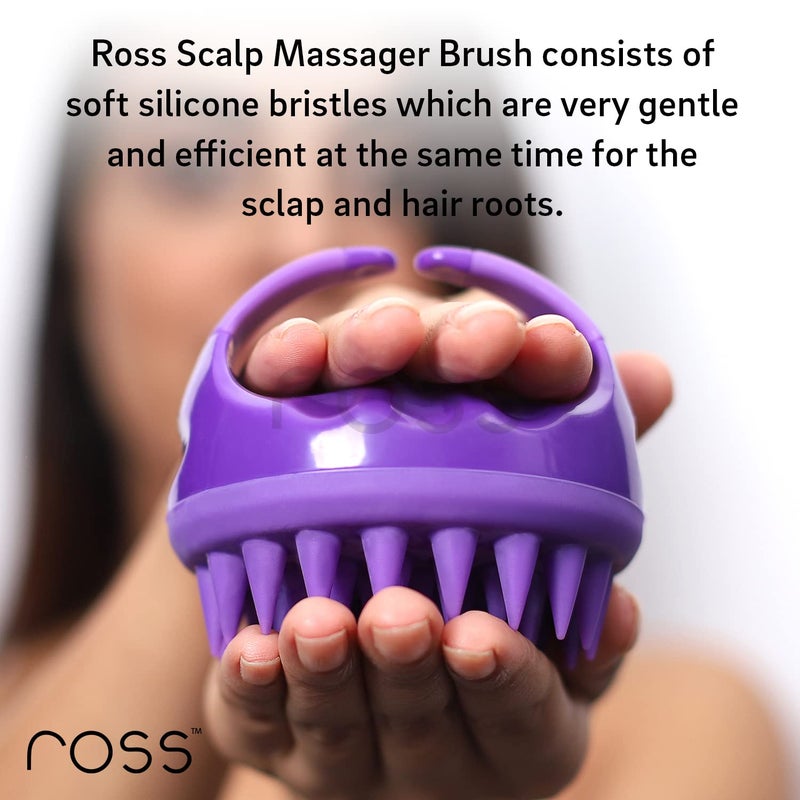 ROSS Hair Scalp Manual Massager Shampoo Hair Brush with Soft Silicone Bristles for Anti Dandruff, Exfoliating with Scalp Care, Purple - Image 5