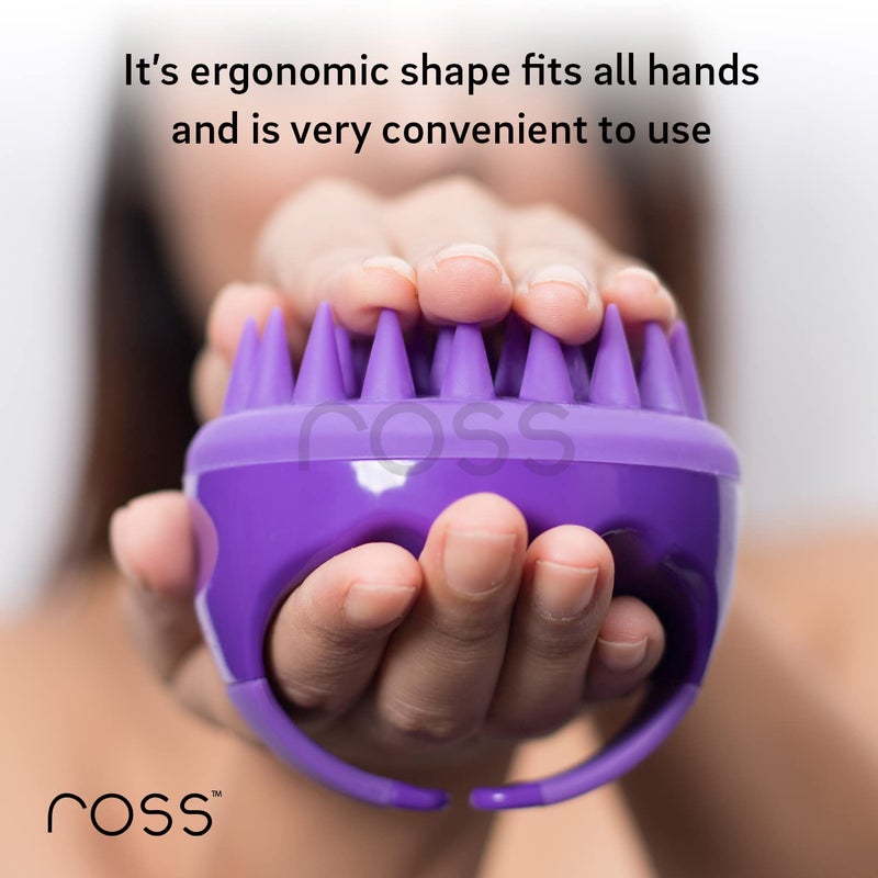 ROSS Hair Scalp Manual Massager Shampoo Hair Brush with Soft Silicone Bristles for Anti Dandruff, Exfoliating with Scalp Care, Purple - Image 4