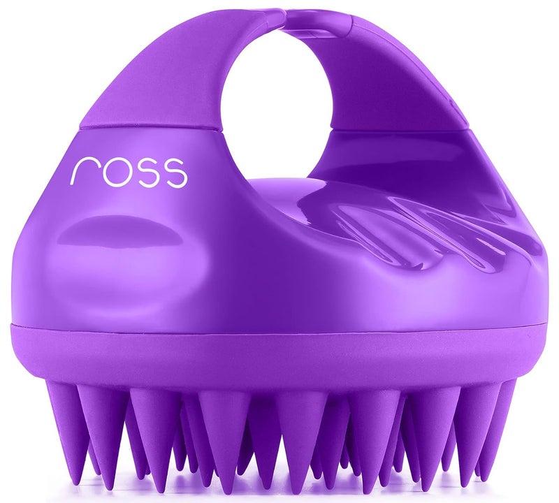 ROSS Hair Scalp Manual Massager Shampoo Hair Brush with Soft Silicone Bristles for Anti Dandruff, Exfoliating with Scalp Care, Purple - Image 1