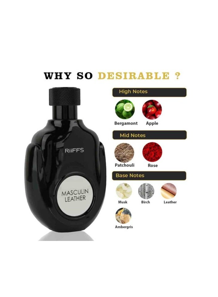 RIIFFS SPRAY MASCULIN LEATHER EAU DE PARFUM FOR MEN  100 ML
