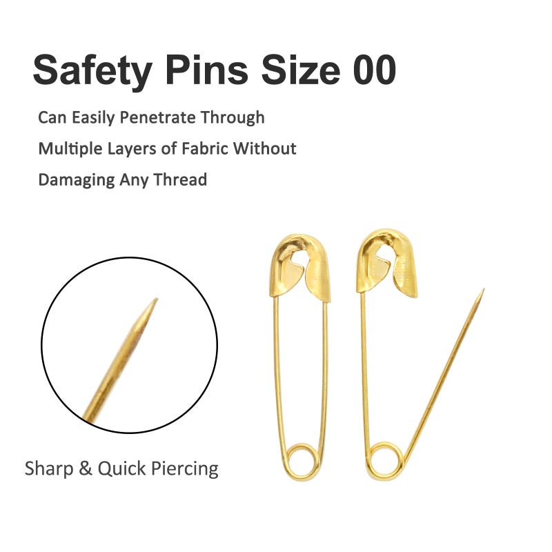 Qjaiune 200 PCS 19mm / 3/4 Inch Safety Pins Gold Sewing Pins, Small Safety Pins Size 00 Metal Safety Pins, Mini Safety Pins Tiny Fastening Safety Clips for Clothing Tags DIY Crafts Jewelry Making - Image 4