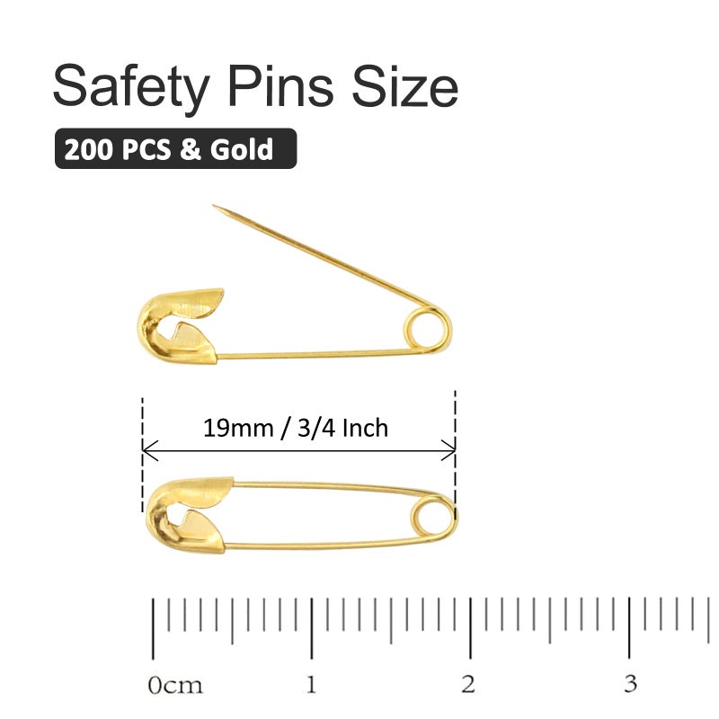Qjaiune 200 PCS 19mm / 3/4 Inch Safety Pins Gold Sewing Pins, Small Safety Pins Size 00 Metal Safety Pins, Mini Safety Pins Tiny Fastening Safety Clips for Clothing Tags DIY Crafts Jewelry Making - Image 5