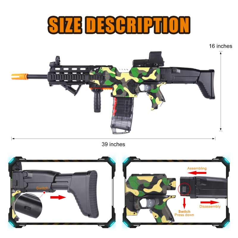 COOLFOX Electric Automatic Toy Gun for Nerf Guns Sniper Soft Bullets [Shoot Faster] Camouflage Burst Bullets for Boys,Toy Foam Blasters & Guns with 100 Nerf Sniper Darts, Gifts for Kids - Image 5