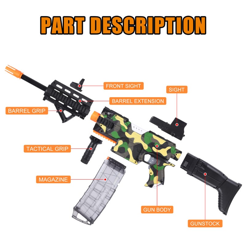 COOLFOX Electric Automatic Toy Gun for Nerf Guns Sniper Soft Bullets [Shoot Faster] Camouflage Burst Bullets for Boys,Toy Foam Blasters & Guns with 100 Nerf Sniper Darts, Gifts for Kids - Image 2