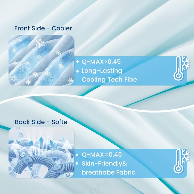 Topcee Cooling Comforter King Size (90"x108")-Cooling Blanket Everlasting Cold Touch for Hot Sleepers-Q-max>0.45 Double-Sided Lightweight Design Summer Ice Blanket for Night Sweats-Blue - Image 5