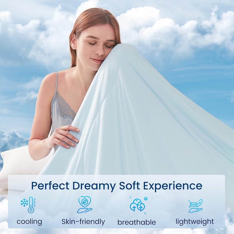Topcee Cooling Comforter King Size (90"x108")-Cooling Blanket Everlasting Cold Touch for Hot Sleepers-Q-max>0.45 Double-Sided Lightweight Design Summer Ice Blanket for Night Sweats-Blue - Image 3