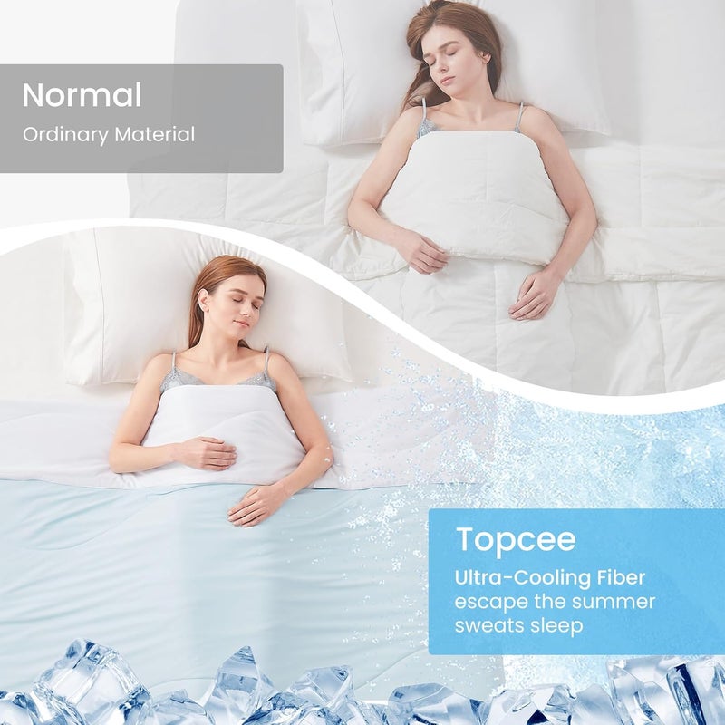 Topcee Cooling Comforter King Size (90"x108")-Cooling Blanket Everlasting Cold Touch for Hot Sleepers-Q-max>0.45 Double-Sided Lightweight Design Summer Ice Blanket for Night Sweats-Blue - Image 4