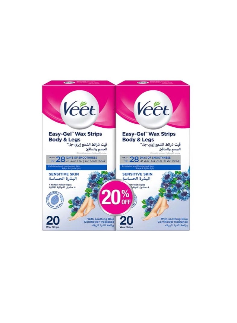 Veet Hair Removal Easy Gel Wax Strips ,Sensitive Skin, Pack Of 2 White - Image 1
