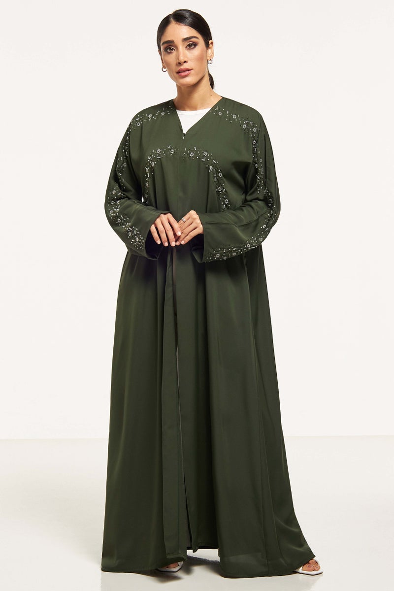 Moistreet Embellished Flared Sleeve Abaya - Image 1