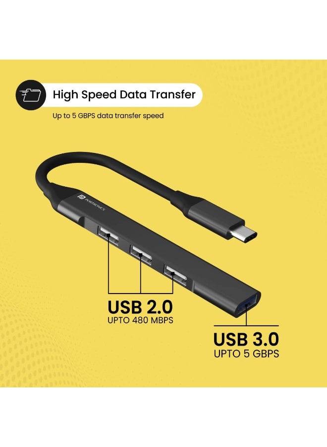 بورترونيكس موزع USB C Mport 31C USB C (4 في 1)، محول متعدد المنافذ من النوع C مع 1 × USB 3.0 و3 × منافذ USB 2.0، نقل بيانات بسرعة تصل إلى 5 جيجابت في الثانية عالي السرعة للكمبيوتر المحمول والماك بوك والكمبيوتر الشخصي (رمادي) - Image 4