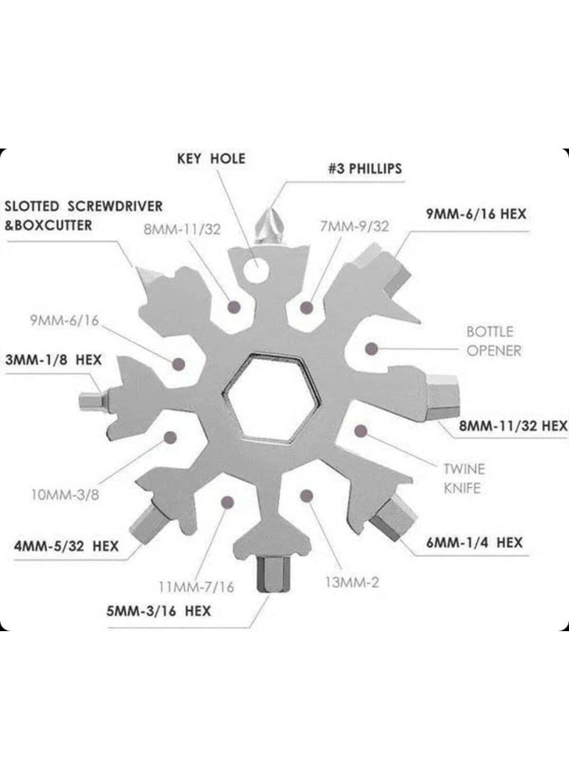 GREAT ENTERPRISE Great Enterprise 18in1 Snowflake Shape Multifunctional Tool HighCarbon Steel Spanner Portable Hex Wrench Multi Hand Tool for Outdoor Sports Pack of 1  - Image 5