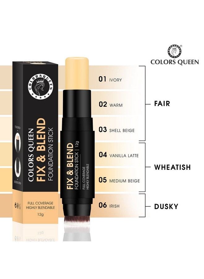 Fix & Blend Matte Foundation Stick ; Full Coverage Foundation For Face Makeup With Natural Matte Finish ; Waterproof Foundation With Inbuilt Blending Brush (Vanilla Latte 12G) - pzsku/Z1823E2D0D2BE420CCC63Z/45/_/1690019043/6f4e0889-4713-456a-ad9d-f12e1c15d00e