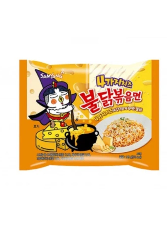 ساميانغ ساميانج بولداك – نودلز دجاج حار بنكهة جبنة كواترو – 140 جرام | رامن كوري سريع التحضير | طعم حار وجبني غني - Image 1