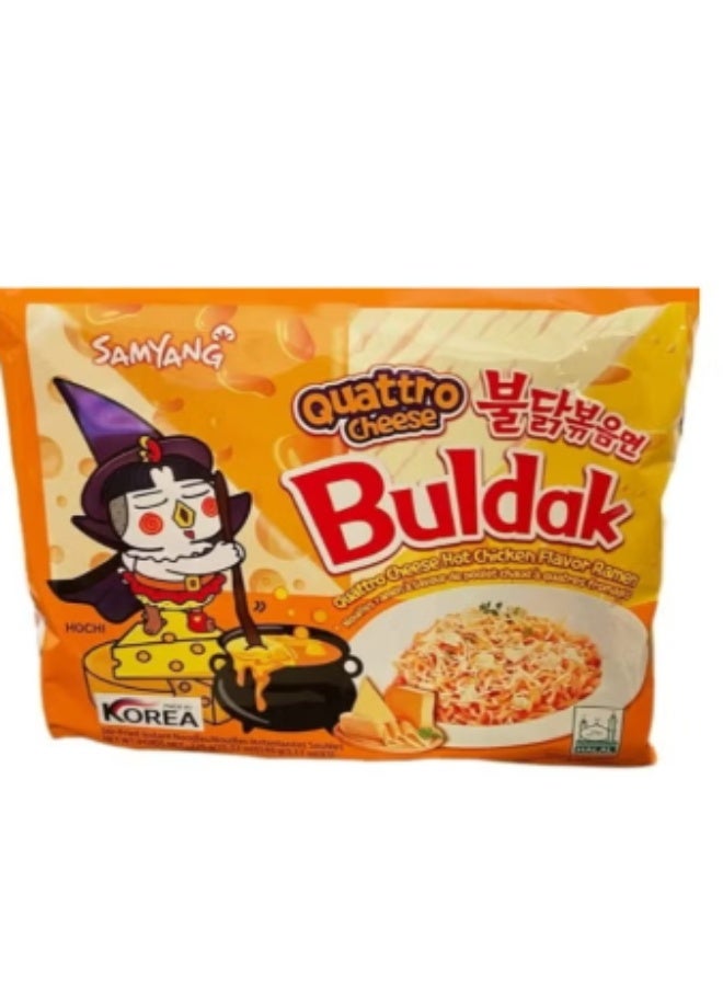 ساميانغ ساميانج بولداك – نودلز دجاج حار بنكهة جبنة كواترو – 140 جرام | رامن كوري سريع التحضير | طعم حار وجبني غني - Image 3