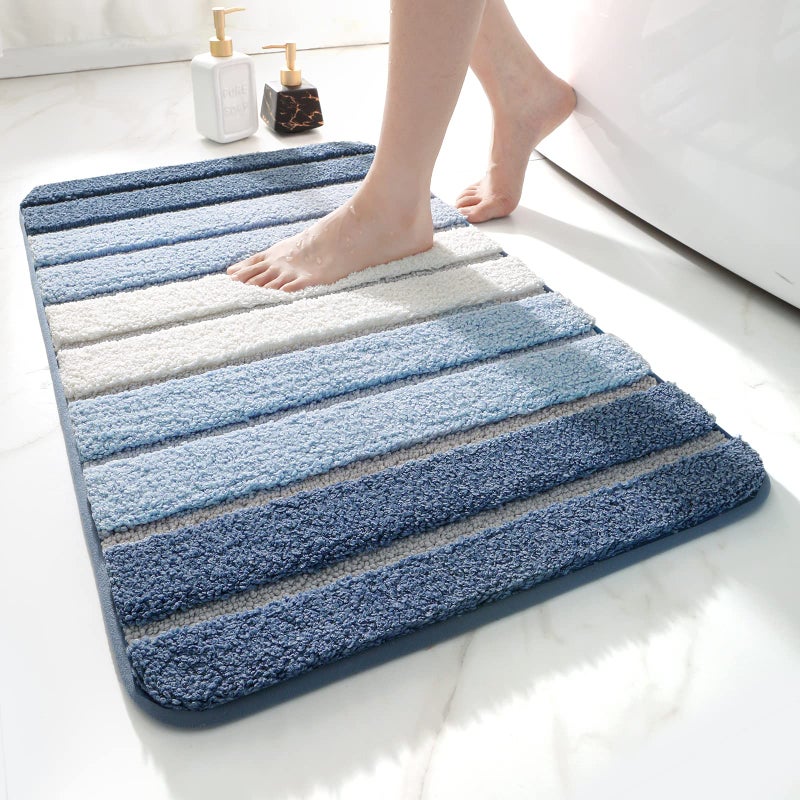 DEXI Bath Mat 40 x 60 cm, Non-Slip and Absorbent, Blue - Image 1