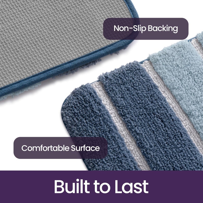 DEXI Bath Mat 40 x 60 cm, Non-Slip and Absorbent, Blue - Image 5