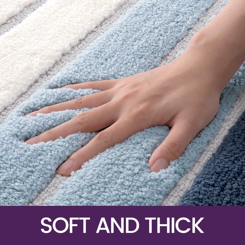 DEXI Bath Mat 40 x 60 cm, Non-Slip and Absorbent, Blue - Image 3