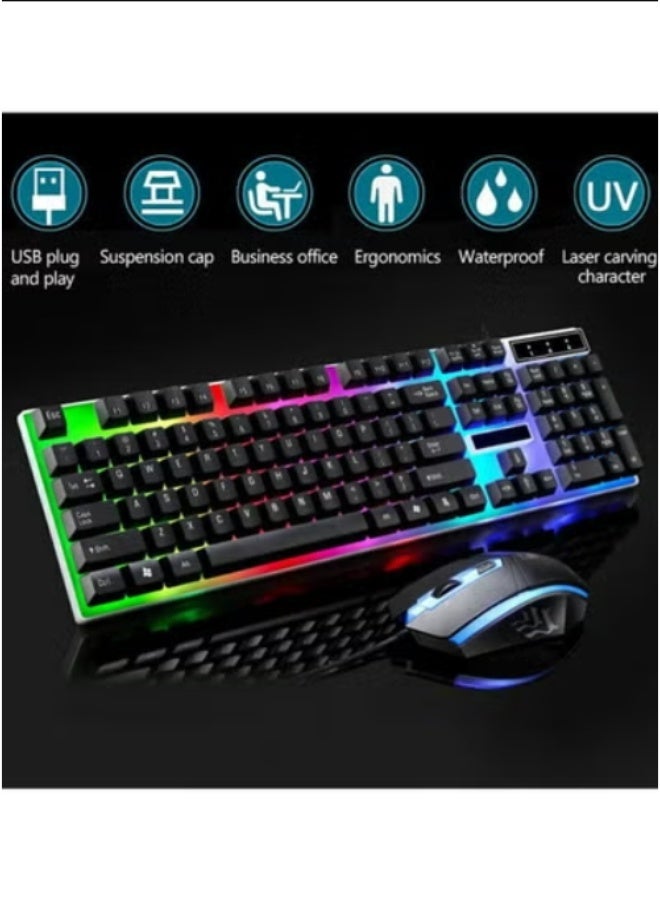 مجموعة لوحة مفاتيح ألعاب LED مع ماوس باللون الأسود - Image 4