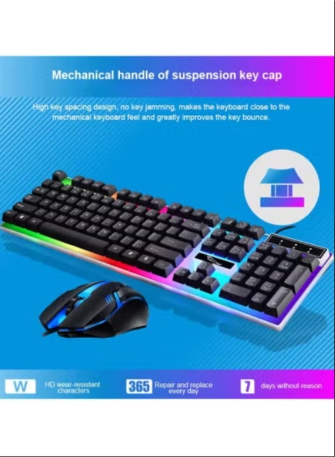 مجموعة لوحة مفاتيح ألعاب LED مع ماوس باللون الأسود - Image 3