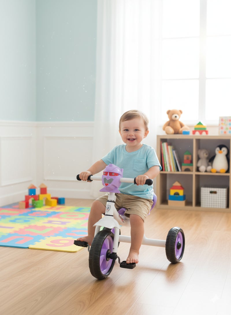 رالي دراجة أطفال ثلاثية العجلات للأطفال باللون البنفسجي – دراجة هوائية بثلاث عجلات مع مقعد مريح ومقود ثابت للتوازن - Image 4