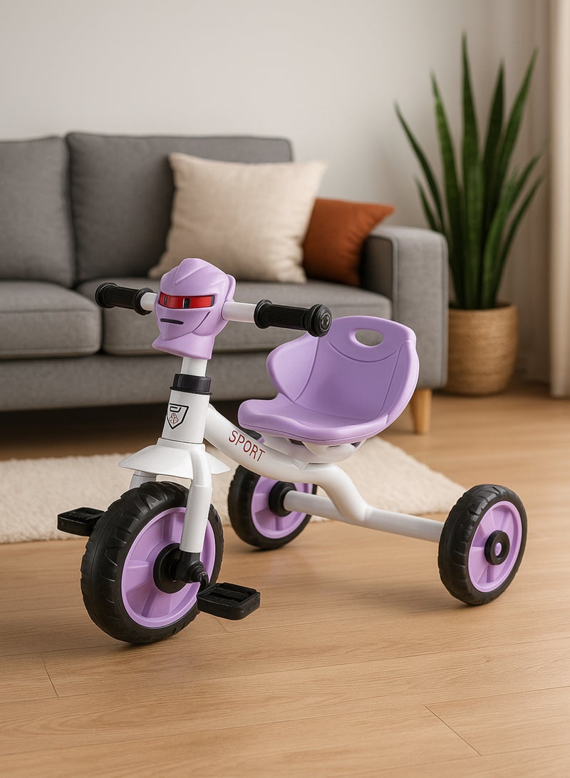 رالي دراجة أطفال ثلاثية العجلات للأطفال باللون البنفسجي – دراجة هوائية بثلاث عجلات مع مقعد مريح ومقود ثابت للتوازن - Image 1