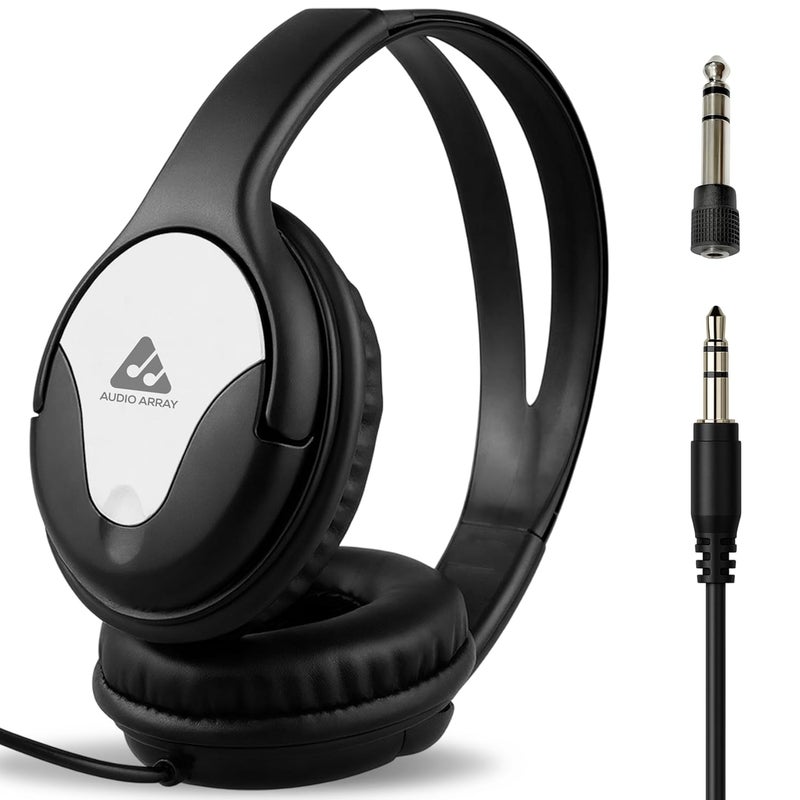 Audio Array AH-40-SL Wired Over-Ear Headphones | 40mm Drivers, Lightweight Design, Sound, Studio Monitoring, Gaming, Live Music Headset with 3.5mm + 6.3mm Plug Compatibility - Image 1