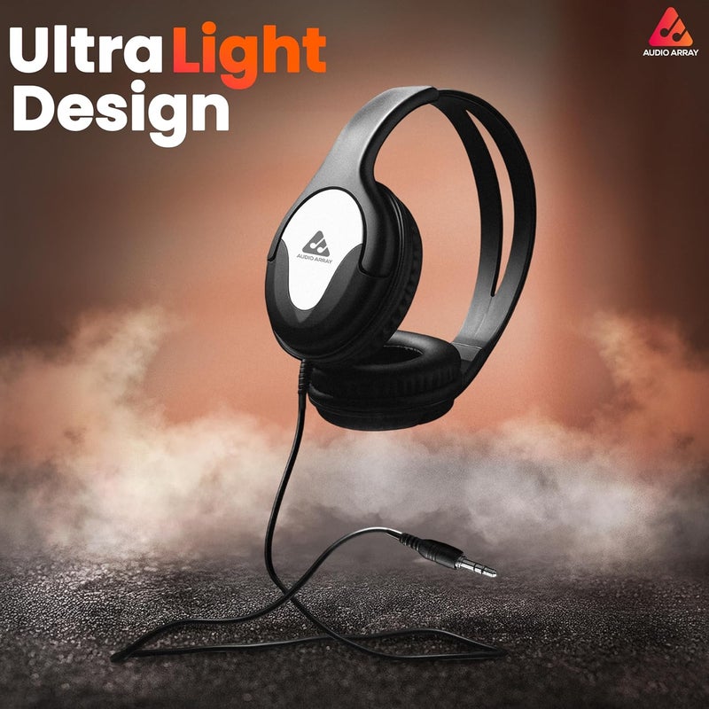 Audio Array AH-40-SL Wired Over-Ear Headphones | 40mm Drivers, Lightweight Design, Sound, Studio Monitoring, Gaming, Live Music Headset with 3.5mm + 6.3mm Plug Compatibility - Image 5