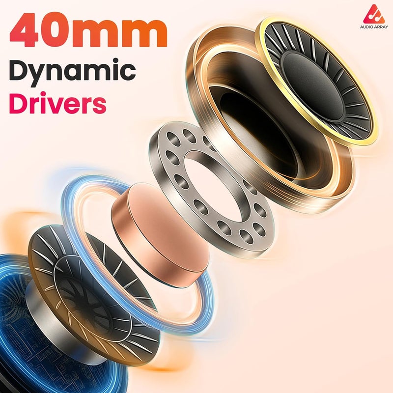 Audio Array AH-40-SL Wired Over-Ear Headphones | 40mm Drivers, Lightweight Design, Sound, Studio Monitoring, Gaming, Live Music Headset with 3.5mm + 6.3mm Plug Compatibility - Image 3