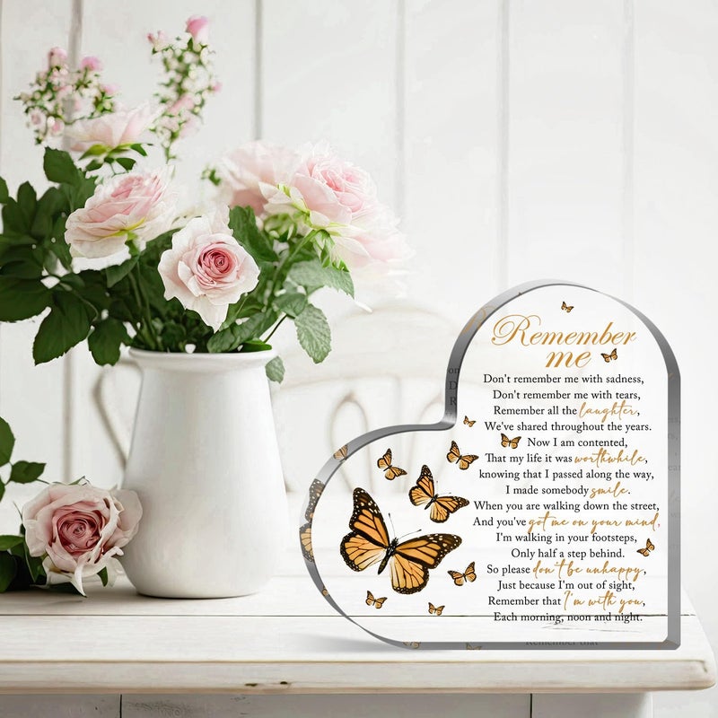 Xendelow Acrylic Heart Shape Memorial Bereavement Gift Paperweight Remembrance Decorations Funeral Grief Condolence Memorial Ornaments for Loss of Loved One of Mother Father Sympathy Gifts - Image 3