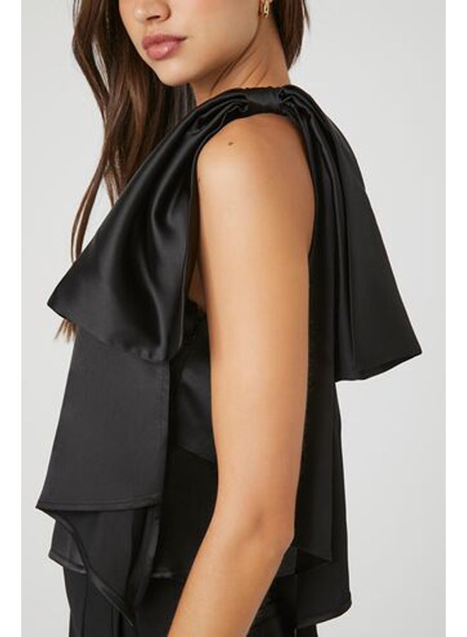 FOREVER 21 Satin One-Shoulder Bow Top - Image 5